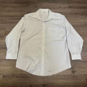 Brooks Brothers Regent Dress Shirt Mens 17-34 Blue White Check Non-Iron Supima